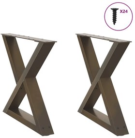 4012711 vidaXL Крака за масичка за кафе, 2 бр., естествена стомана, 60 x (42-43,3) см, стомана