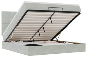 3314330 vidaXL Османска легло с матраци и LED, светлосиво, 160x200 см, кадифе