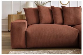 Теракотен сгъваем/с място за съхранение ъглов диван от рипсено кадифе Voltaire – Bobochic Paris