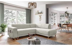 Бежов разтегателен/с място за съхранение ъглов диван (десен ъгъл/L форма) Classy Sophie – Miuform