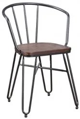 Стол с подлакътник 49x51,5x75см метал/дърво ANTIQUE-INDUSTRIAL-(M824KD)