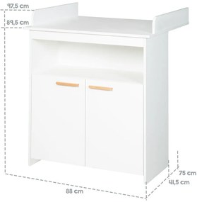 Бял детски скрин с маса за преповиване 88x98x75 cm Anton – Roba