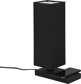 Матовочерна настолна лампа с безжично зарядно устройство (височина 35 см) Haley - Trio