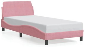 373117 vidaXL Рамка за легло с табла Dover, розова, 90x200 см, кадифе