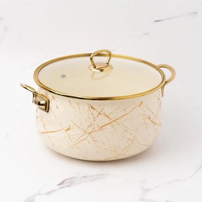 Тенджера Goldmann GM 8017-26B, 8.5L, 26x16см, Емайлирана, Индукция, Златист/Мрамор