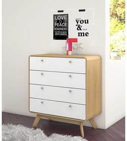 Бял/естествен висок скрин от декор от дъб 80x88 cm Caitlin – Støraa