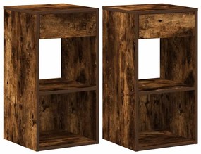 858722 vidaXL Нощни шкафчета с чекмеджета, 2 бр, опушен дъб, 35x34x66,5 см