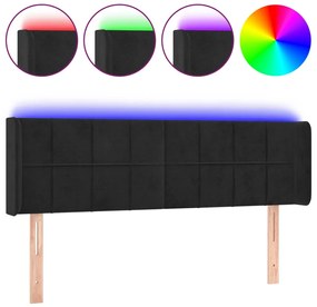 3123286 vidaXL LED горна табла за легло, черна, 147x16x78/88 см, кадифе