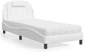 3208755 vidaXL Легло с матрак, бяло, 80x200 см, изкуствена кожа