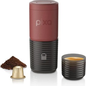 Преносима еспресо машина Wacaco Pixapresso, 20 bar, 9000 mAh, 120 мл, Мляно + капсули, LED тъч контрол, Червен