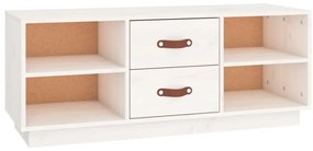 818226 vidaXL ТВ шкаф, бял, 100x34x40 см, бор масив