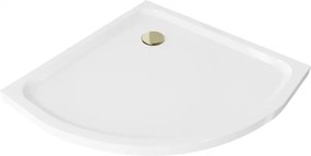 Mexen Flat полукръгъл душ корито slim 70 x 70 см, бял, сифон златист - 41107070G
