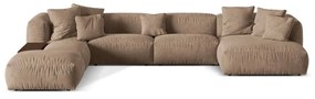 Светлокафяв кадифен модулен ъглов диван (ляв ъгъл/U форма) Martina – Micadoni