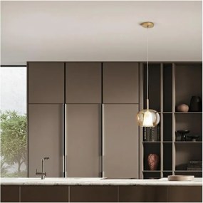 Ondaluce - Полилей на кабел THELMA 2xE27/15W/230V Ø 25 см златист/опушено бежово