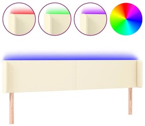 3123060 vidaXL LED горна табла за легло, кремава, 183x16x78/88 см