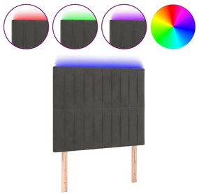 3122705 vidaXL LED горна табла за легло, тъмносива, 100x5x118/128 см, кадифе