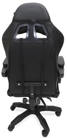 LED геймърски стол със сгъваема поставка за крака и функция за масаж - черен