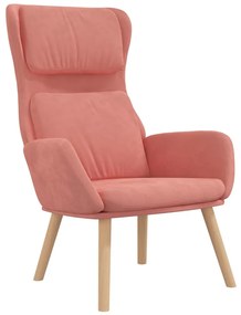 341355 vidaXL Релакс стол, розов, кадифе