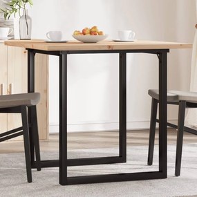 3282739 vidaXL Трапезна маса О-образна рамка 80x80x75,5 см бор масив и стомана