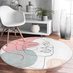 Бял кръгъл килим подходящ за пране и за прахосмукачки роботи ø 100 cm Comfort – Mila Home