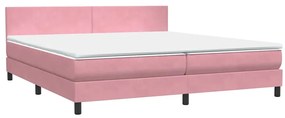 3316034 vidaXL Боксспринг легло с матрак, розово, 180x210 cm, кадифе