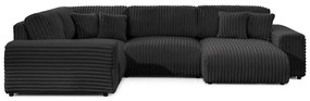 Тъмносив ъглов диван от рипсено кадифе (ляв ъгъл/U форма) Justin – Ropez