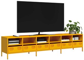 3307158 vidaXL ТВ шкаф горчица жълто 202x39x43,5 см студеновалцувана стомана