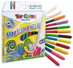 Флумастери Toy Color Magic, 10 цвята + 2 магически