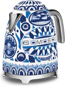 Електрическа кана SMEG Dolce & Gabbana KLF03DGBEU, 2400 W, 1.7 л, 360° основа, Гланцово покритие, Средиземноморско синьо
