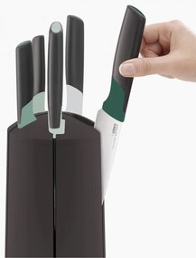 Комплект ножове Joseph Joseph Elevate 10541, Японска стомана, Въртяща се стойка, Без BPA, Черен/зелен