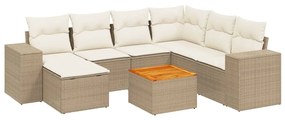 3225561 vidaXL Градински диван с възглавници, 8 части, бежов полиратан