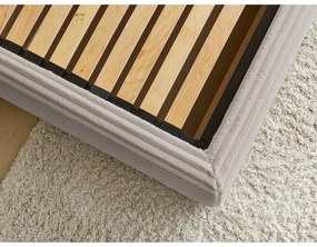 Бежово двойно тапицирано легло с място за съхранение с включена подматрачна рамка 180x200 cm Jade – Bobochic Paris