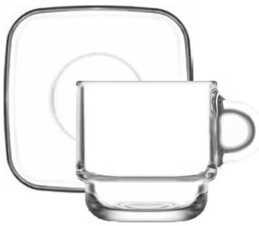 Lav - Комплект стъклени чаши за кафе с чинийки 91мл - 6бр. COZY S1