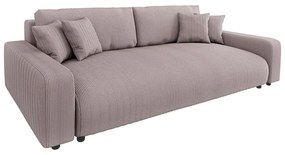 Светлорозов разтегателен диван с място за съхранение от рипсено кадифе 234 cm Sara – Ropez