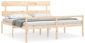 3195366 vidaXL Легло за възрастни с табла, Super King Size, масивно дърво