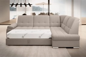 Бежов кадифен разтегателен ъглов диван с място за съхранение (десен ъгъл L форма) Sado – ELTAP