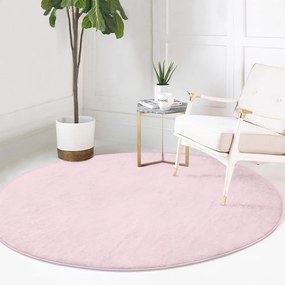 Светлорозов кръгъл килим подходящ за пране и за прахосмукачки роботи ø 120 cm Comfort – Mila Home