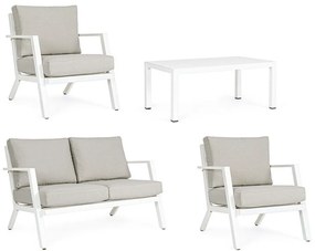 Бял алуминиев градински комплект от за отдих за 4 Harley – Bizzotto