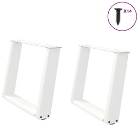 4012773 vidaXL Крака за масичка за кафе, U-образни, 2 бр., бели, 70 x (42-43) см, стомана