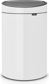 Кош за боклук Brabantia Touch Bin New 649729, 40 л, Безшумно и плавно затваряне, Плосък гръб, Бял