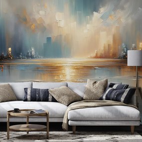 Тапет – Абстрактен градски пейзаж в топли тонове