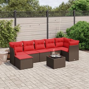 3263210 vidaXL Градински комплект с възглавници, 8 части, кафяв, полиратан