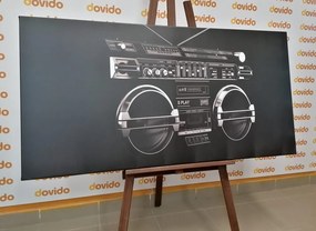 Картина на платно – Диско радио от 90-те в черно-бяло
