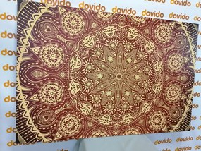 Картина на платно – Декоративна Мандала с дантела в бордо