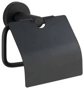 WENKO 24241100- Държач за тоалетна хартия BOSIO BLACK, 15 x 13,5 см, неръждаема стомана/сребрист