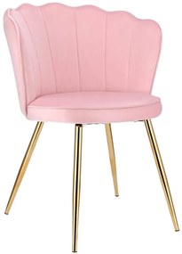 Кадифен стол за хранене FIORE във формата на раковина Светло розово