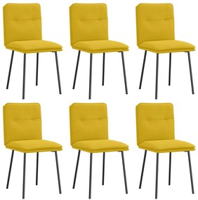 3315686 vidaXL Трапезни столове, 6 бр, жълти, кадифе
