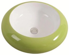 Мивка за баня 010 G&W, монтаж върху плот, порцелан, зелен + бял