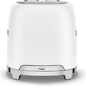 Тостер за хляб SMEG 50's Style TSF01WHMEU, 950W, 2 филии, 6 нива, Тавичка за трохи, Вграден кабел, Неръждаема стомана, Бял мат