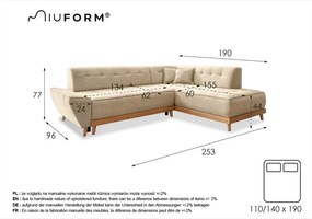 Тъмно сив ъглов разтегателен диван десен ъгъл Dazzling Daisy - Miuform